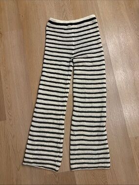 Zara Black and White Striped Crochet Pants